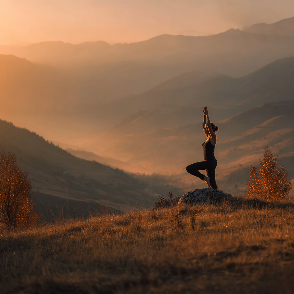 Femeie practicând yoga în natură